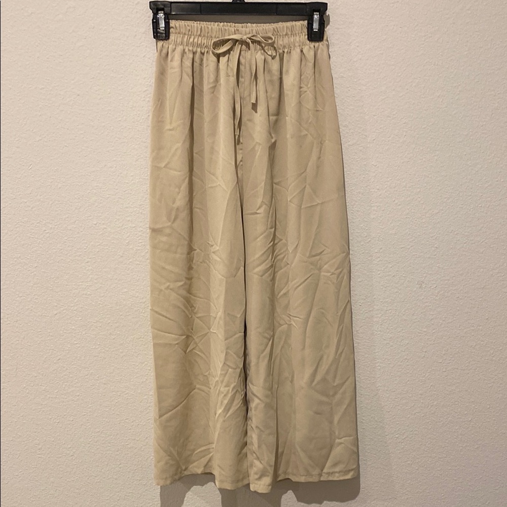 Beige Wide-Leg Pants